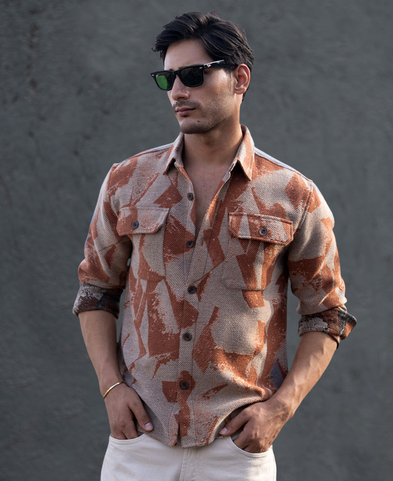 Ochre Jacquard Overshirt.