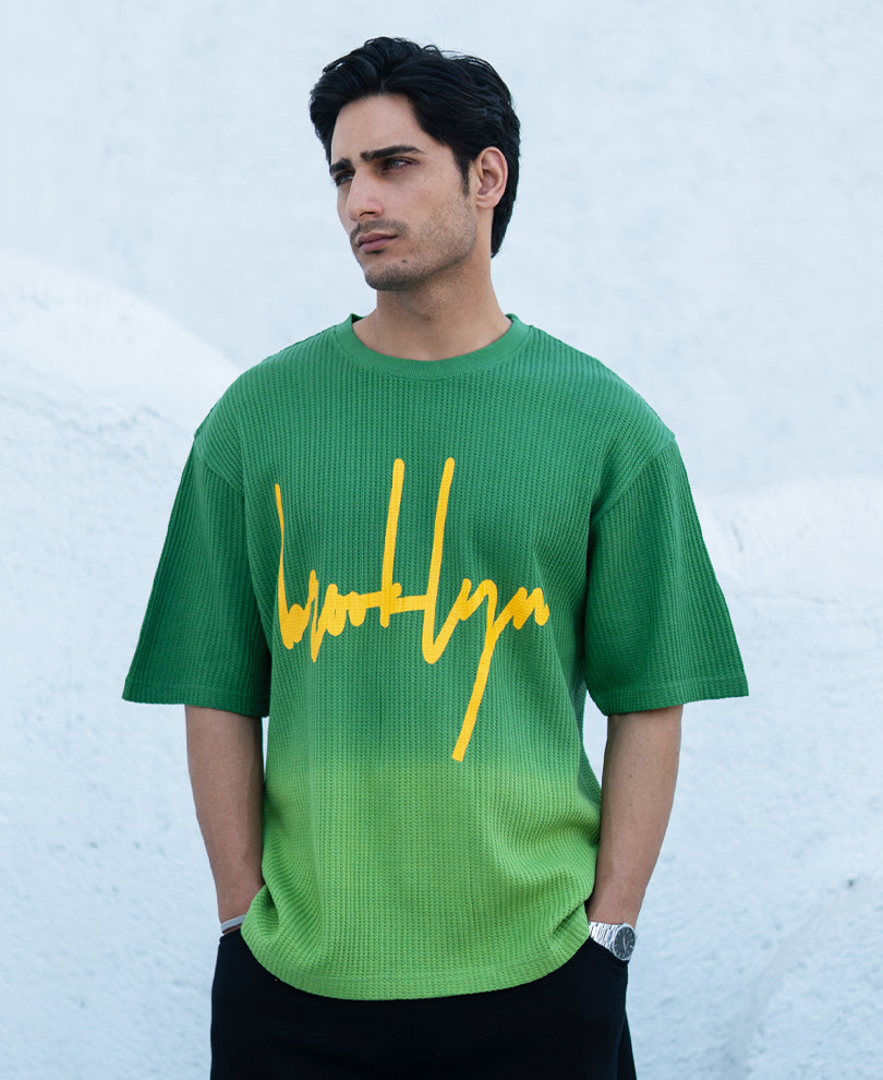Green Structured Ombre T-Shirt.