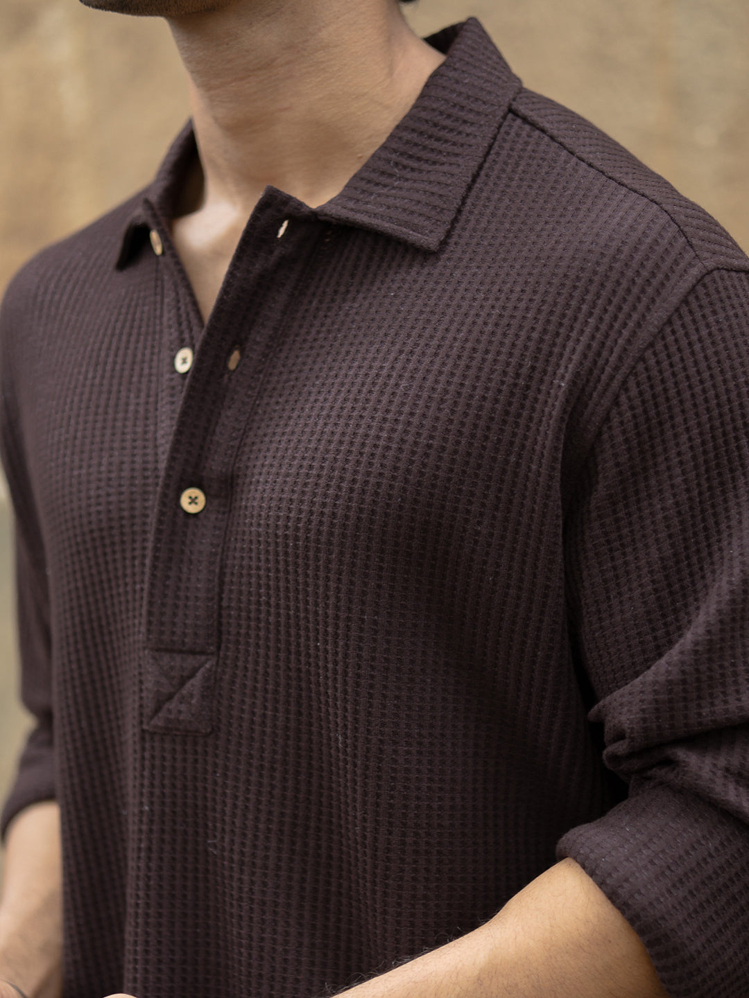 Dark Brown Knit Kurta Shirt