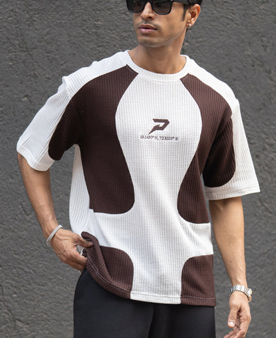 White Panelled Embroidered Tshirt