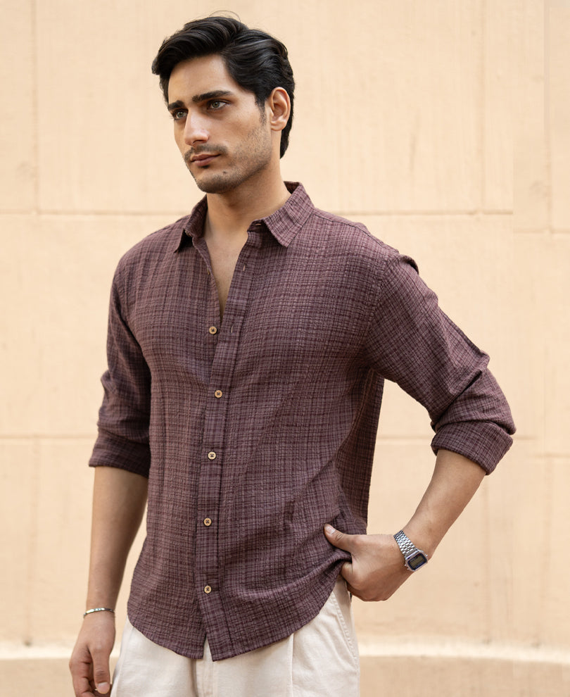 Brown Structured Lightweight Shirt
