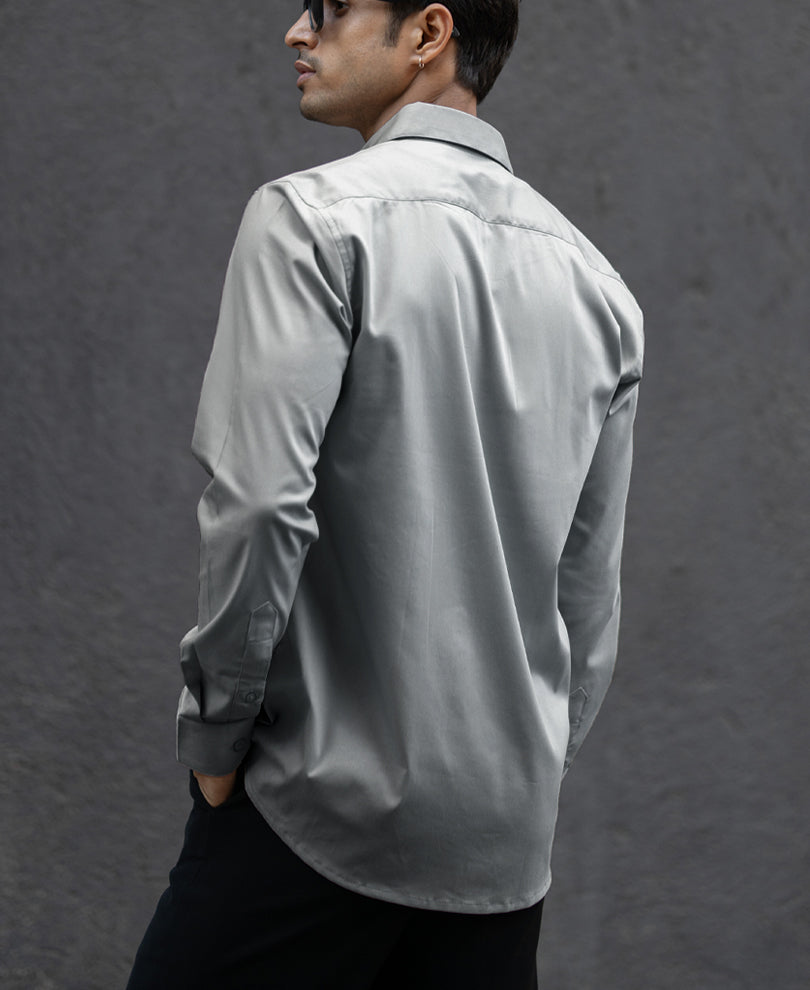 Grey Melange Stretch Shirt.