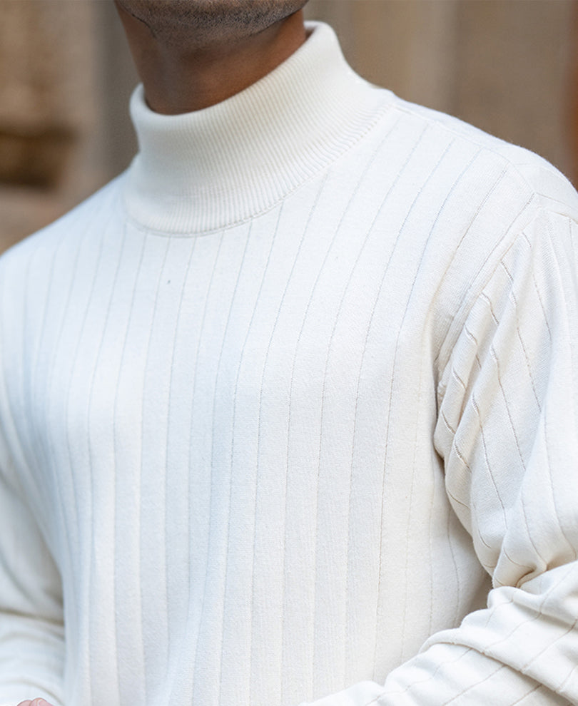 Off-White Structure Stripe High Neck Sweater