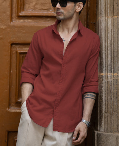 Light Wine Linen Blend Shirt