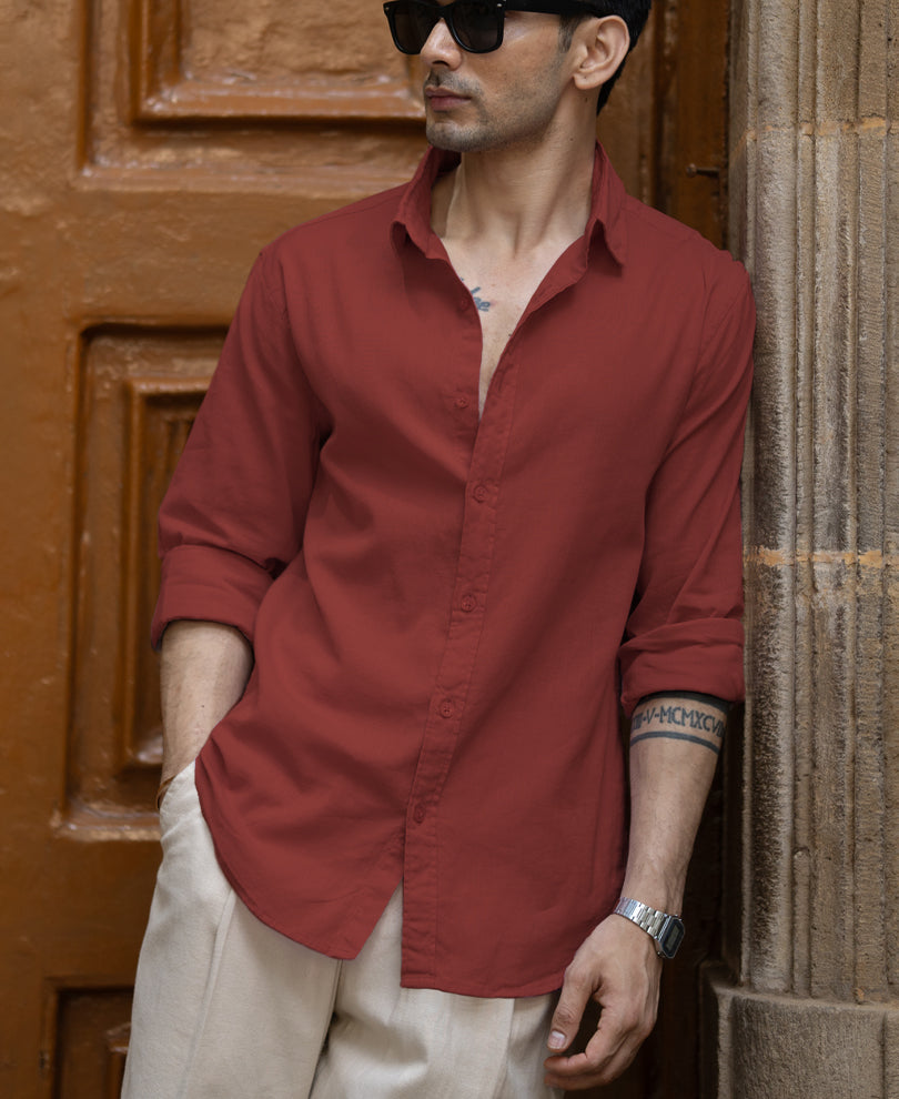 Light Wine Linen Blend Shirt