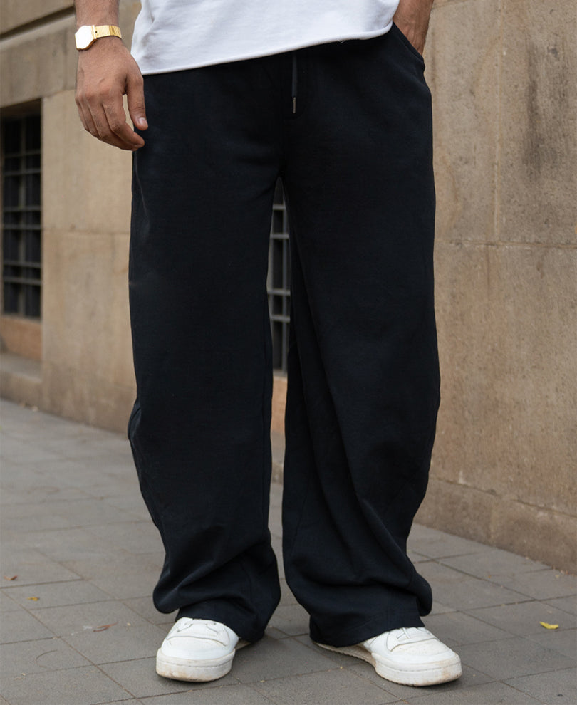 Black Barrel Fit Trackpants