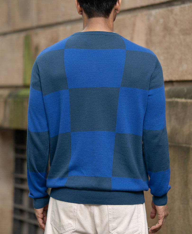 Blue Jacquard Knit T-Shirt