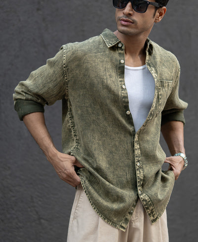 Olive Overdyed Lightweight Shirt.