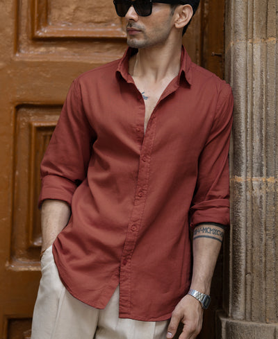 Light Wine Linen Blend Shirt