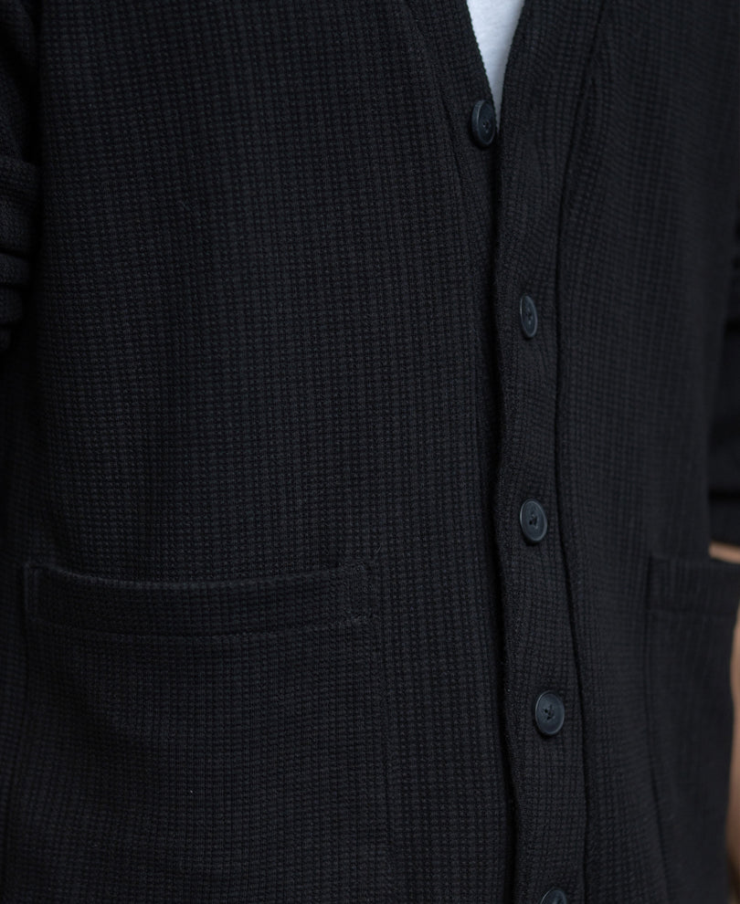 Black Structured Knit Cardigan