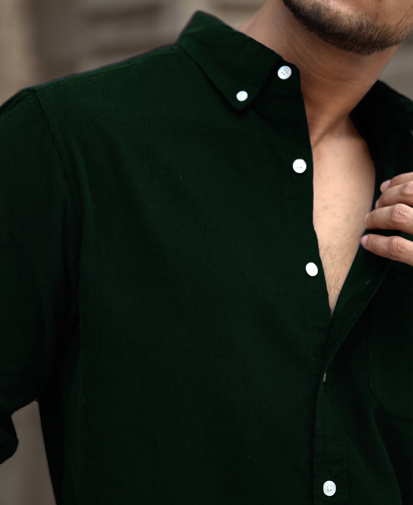 Dark Green Corduroy Buttondown Shirt