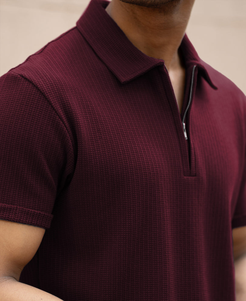 Wine Zipper Polo T-Shirt