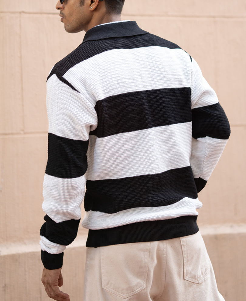 Black And White Knit Sweatshirt