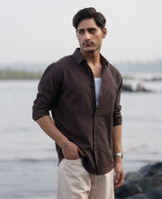 Brown Seer Sucker Stripe Shirt