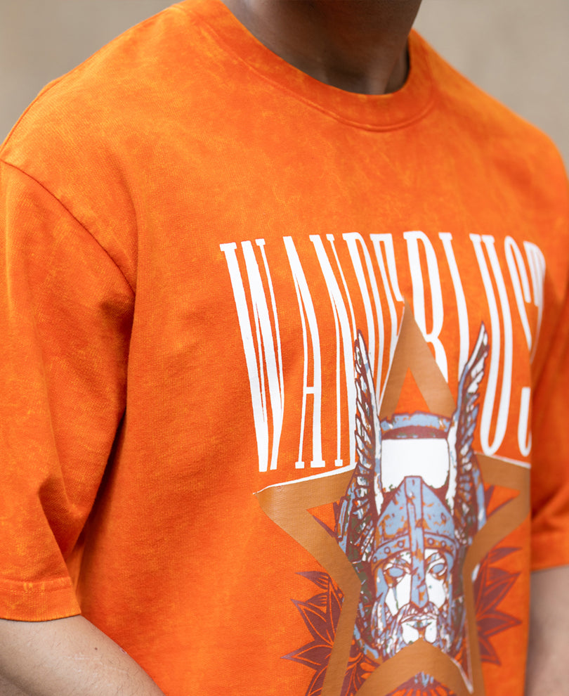 Orange Washed Graphic T-Shirt