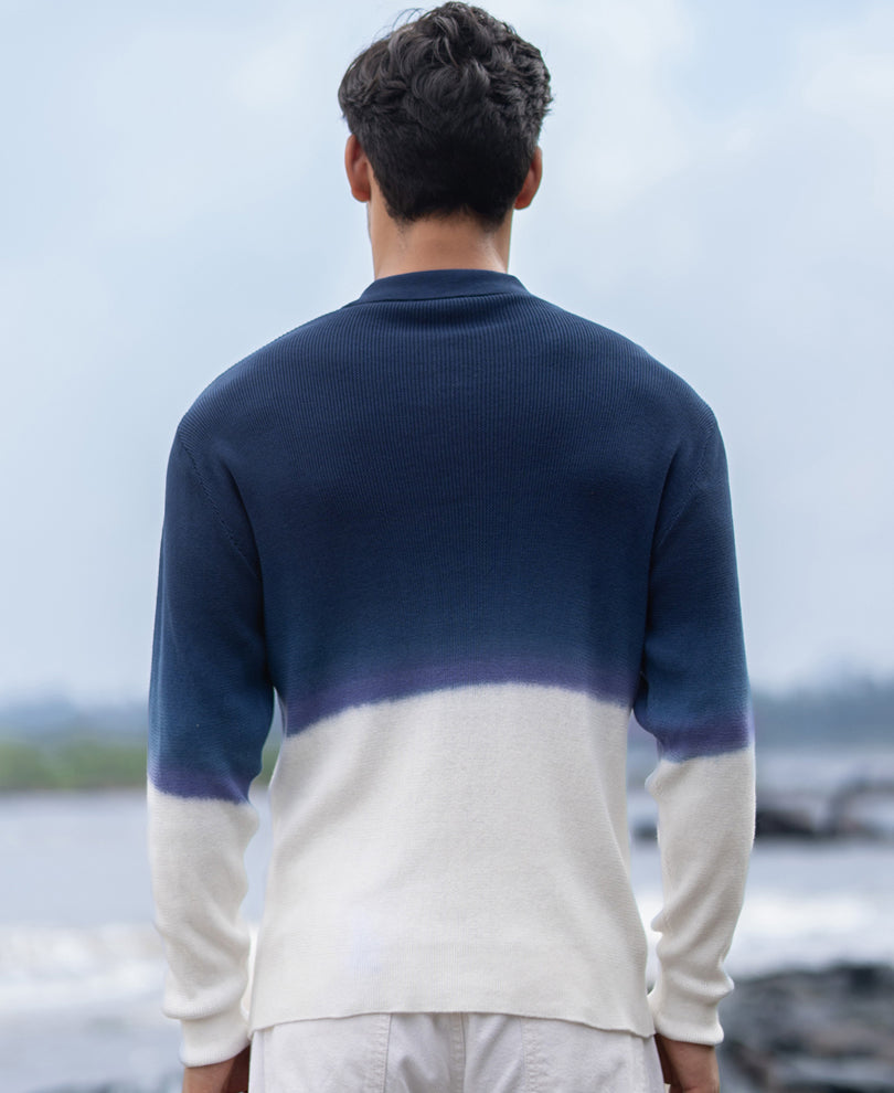 Dark Blue Knitted Ombre T-Shirt