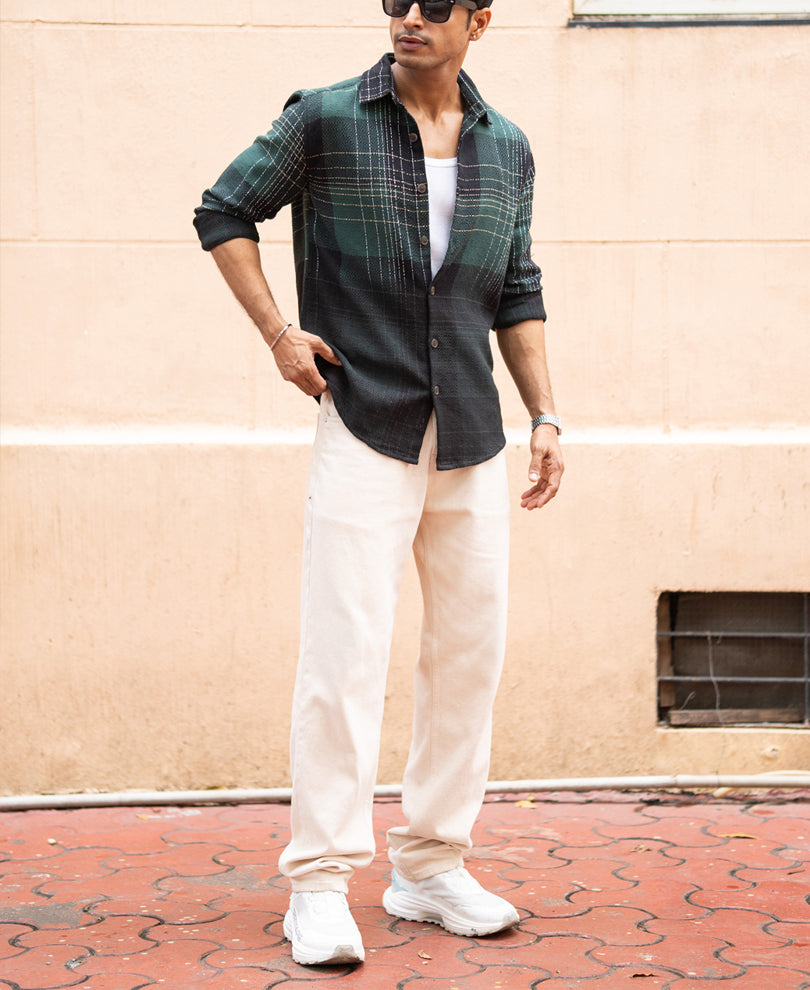 Olive Ombre Checks Shirt