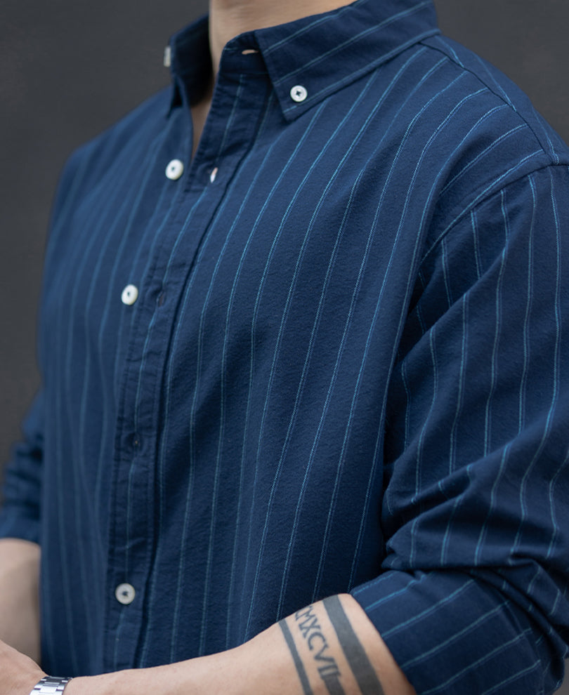 Navy Oxford Stripe Shirt