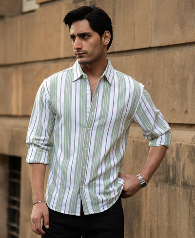 Green Strucured Stripe Shirt