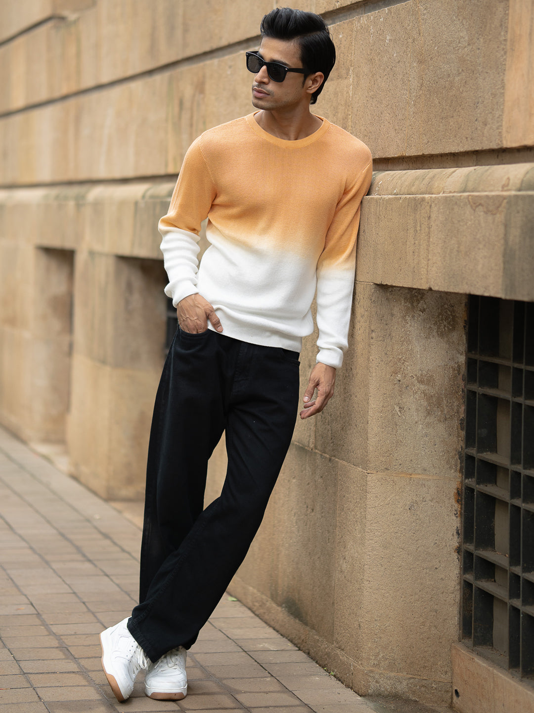 Apricot Orange Ombrãƒâ© Knit T-Shirt