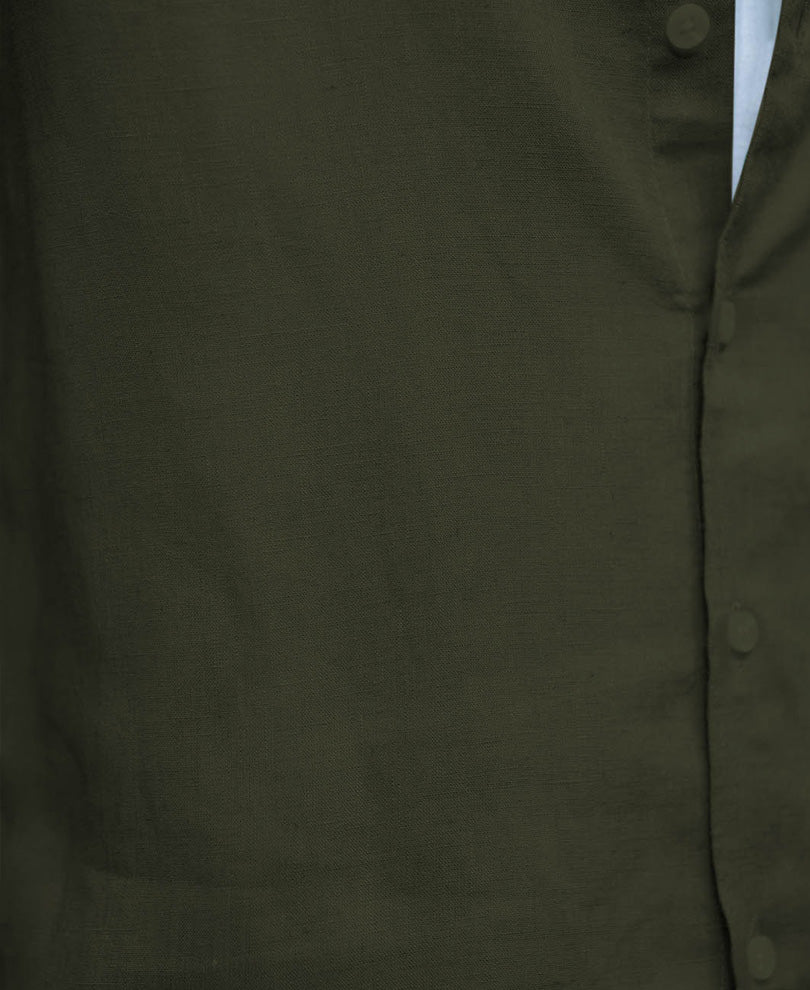 Olive Linen Blend Shirt