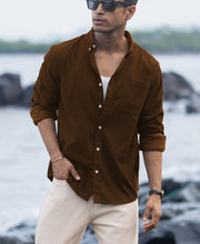 Tan Brown Corduroy Buttondown Shirt