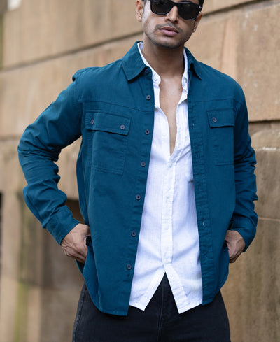 Royal Blue Structured Overshirt