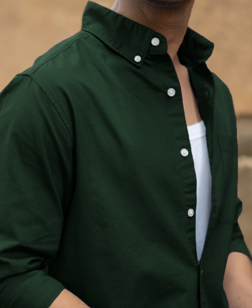 Emerald Green Cotton Oxford Shirt
