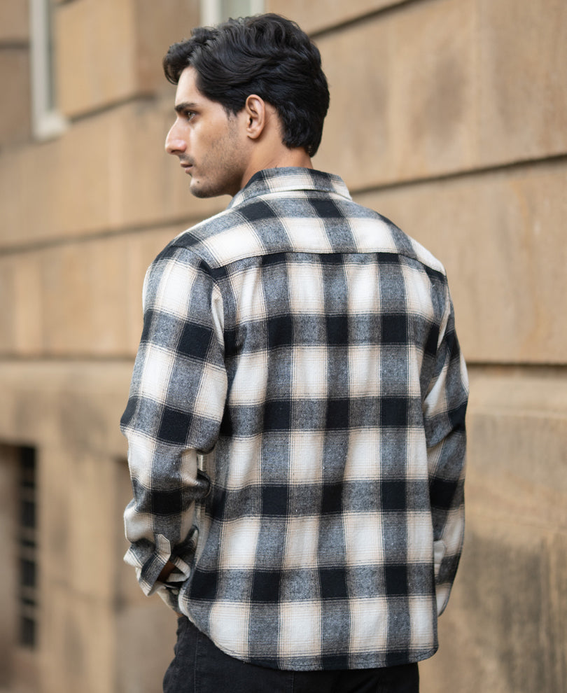 Black & Beige Brushed Checks Shirt