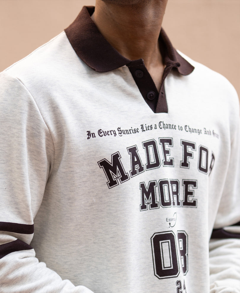 Grey Melange Printed Sweatshirt