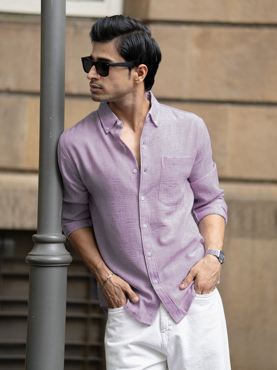 Lavender Slub Textured Shirt
