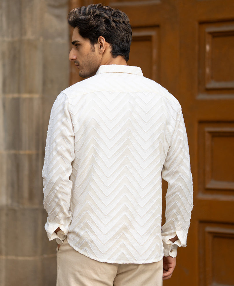 Off White Jacquard Shirt