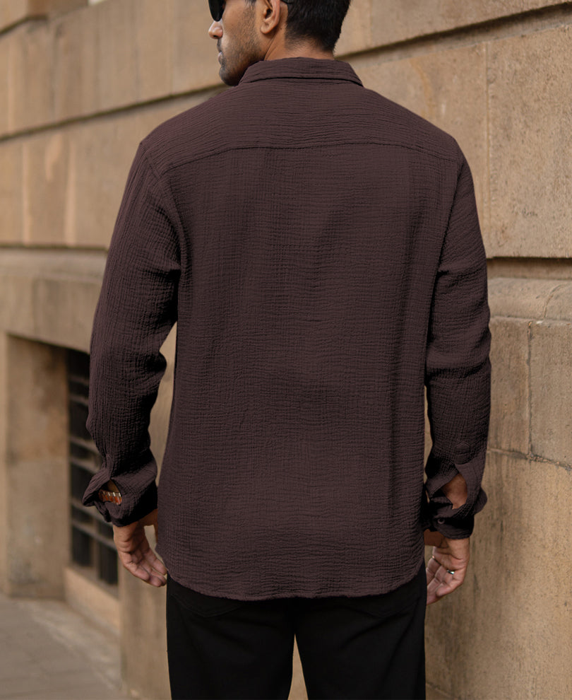 Cocoa Brown Crinkled Shirt