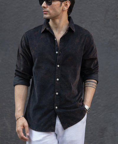 Black Washed Corduroy Shirt
