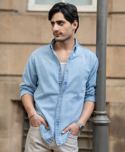 Light Blue Washed Button Down Shirt