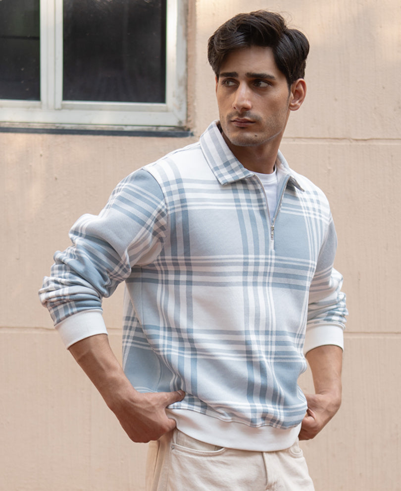 Grey Sky Checks Sweatshirt