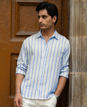 Natural & Blue Broad Stripe Shirt