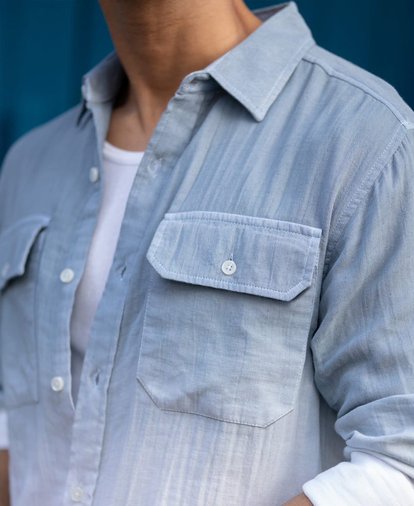 Grey Sky Double Pocket Ombre Shirt.