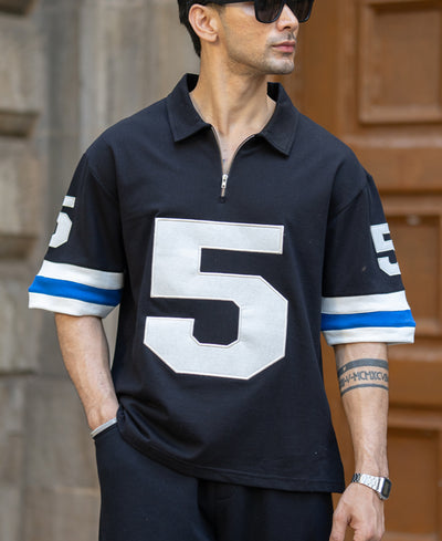 Black Contrast Applique T-Shirt