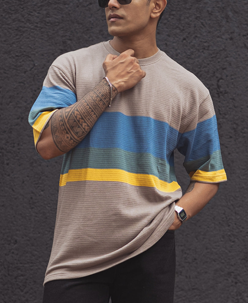 Multicolor Oversized Half Sleeves T Shirt