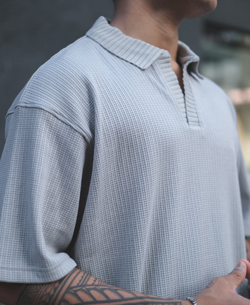 Grey Structured Oversized Half Sleeves T Shirt