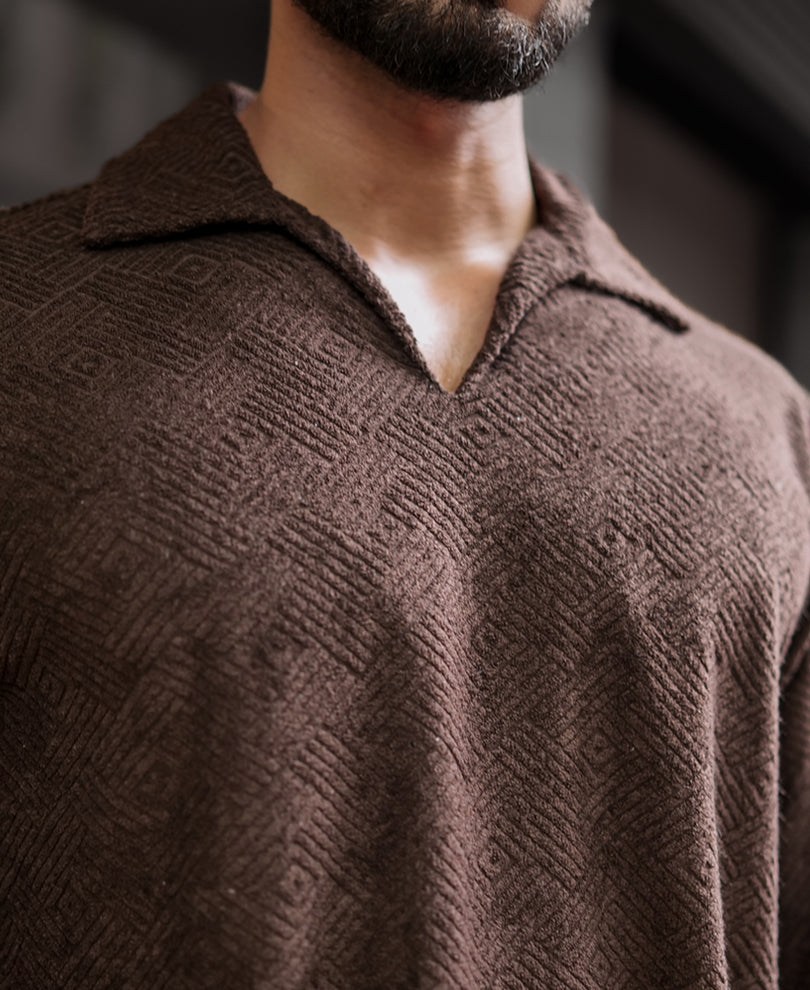 Forest Brown Regular Fit Full Sleeves Tshirt