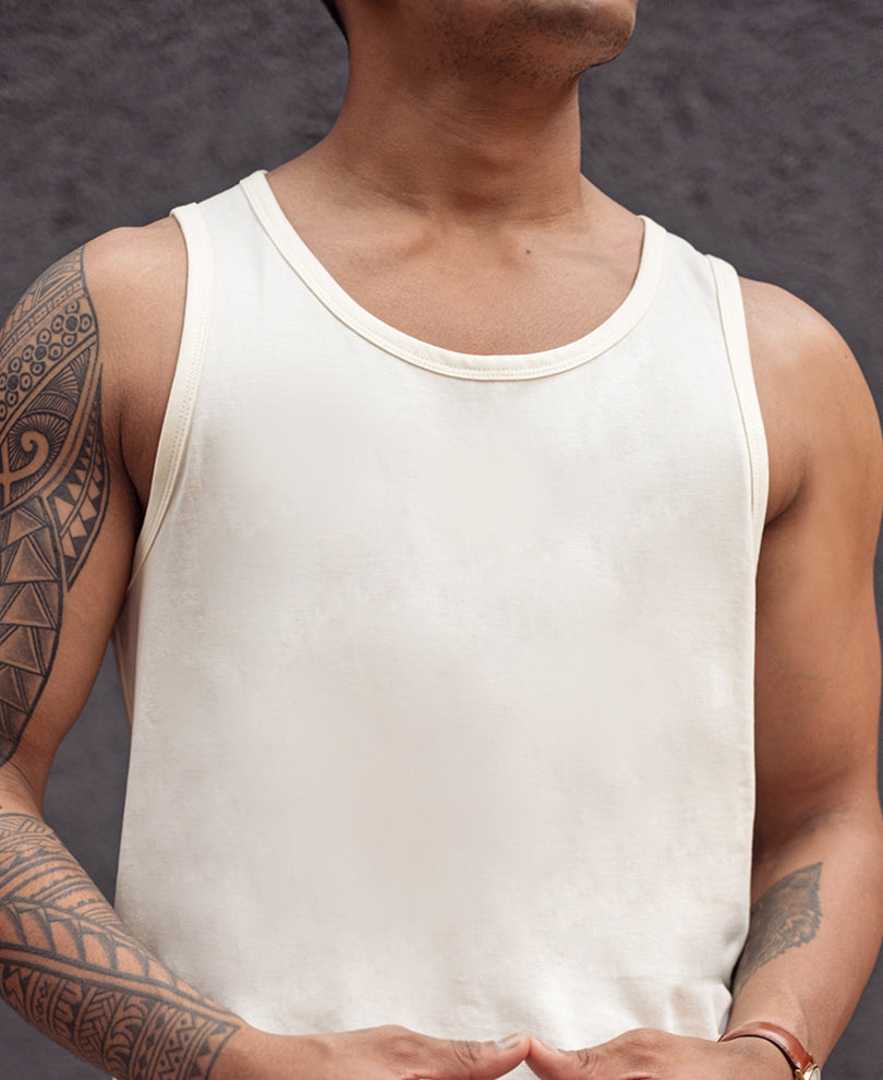 Off White Sleeveless Vest