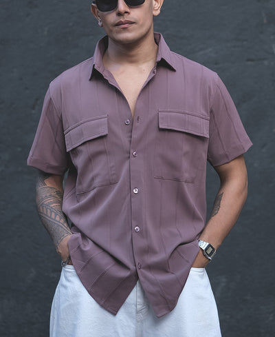 Onion Structured Striped Half Sleeves Shirt