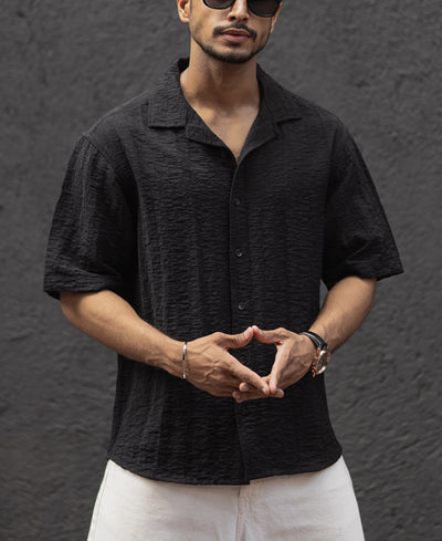 Black Structured Oversized Shirt