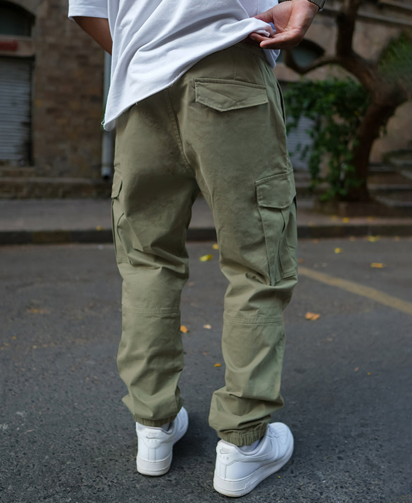 Green Side Pocket Regular Fit Side Pocket Cargo Pant