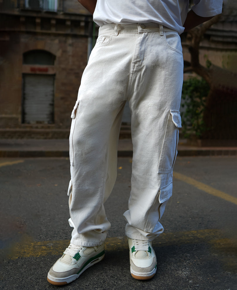 Off White Denim Cargo Pants
