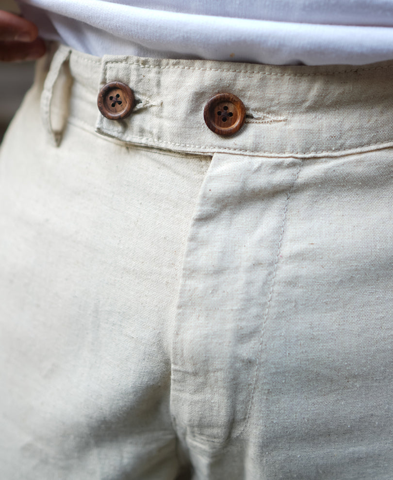 Off White Baggy Fit Linen Pants