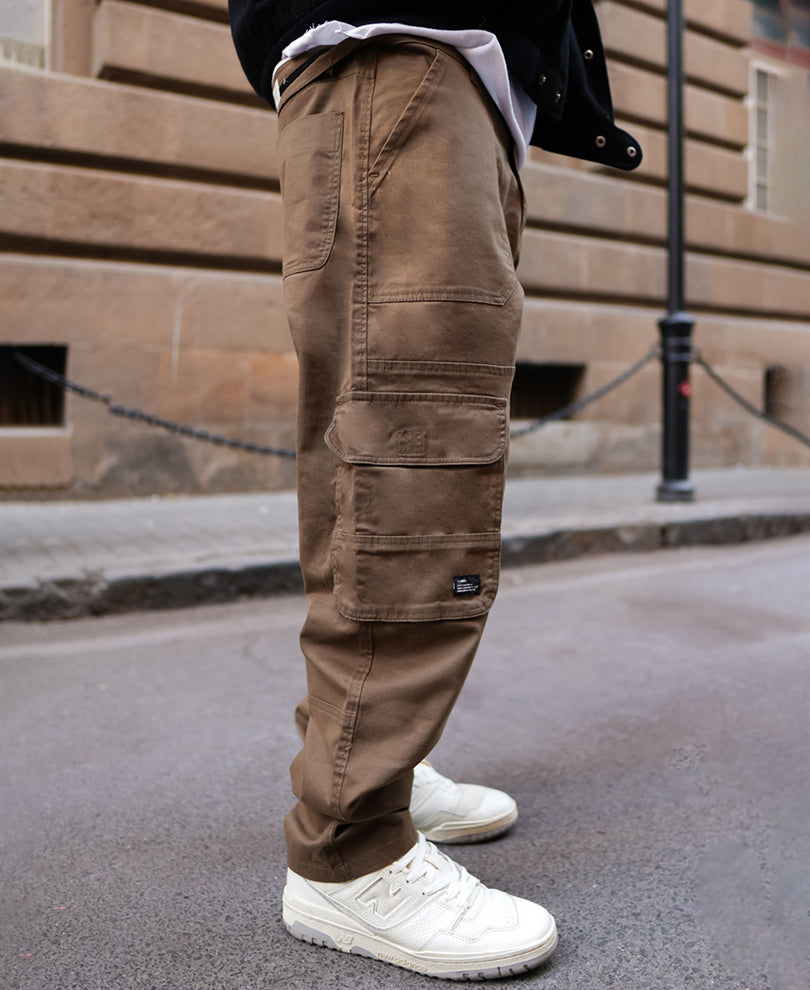Brown Relaxed Fit Side Pocket Cargo Pant