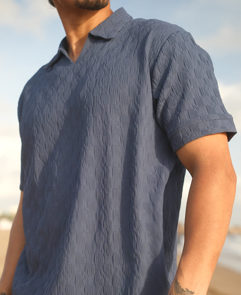 Dark Grey Structured Regular fit Half Sleeves T Shirt